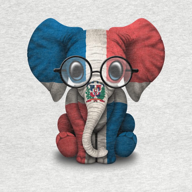 Baby Elephant with Glasses and Dominican Flag by jeffbartels